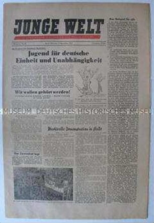 Wochenzeitung der FDJ "Junge Welt" u.a. mit einer Satire auf den "Tagesspiegel" ("Der Nachtspiegel")