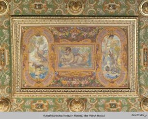 Deckendekoration des Salone Verde : Amor mit Pfeil sowie Tier auf einer Lichtung