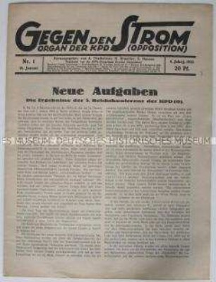 Wochenzeitung der KPD (Opposition) u.a. zur 5. Reichskonferenz der KPD (O)