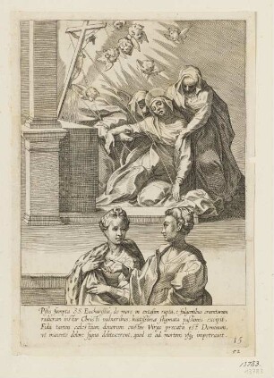 Stigmatisation der heiligen Katharina von Siena, Blatt 15 der Folge "Leben und Wunder der heiligen Katharina von Siena"