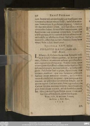 Epistola XXV. Insulas. Philippo Masio, Praesidi Insulensis Aerarii.