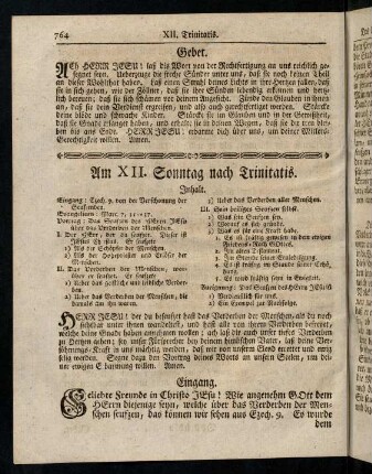 764-767, Inhalt; Eingang; Evangelium