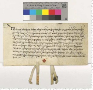 Hausrentebrief. Zwischen Witzendorppes "holthave" und Smedes "boden" in der olden nygen strate"; Besiegler Hinr. Tobingk und Lenhard Elver.