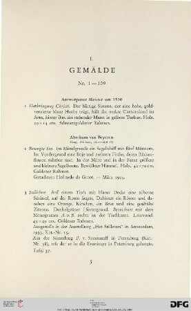 Gemälde (Nr. 1-109)