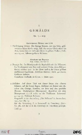 Gemälde (Nr. 1-109)
