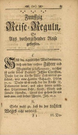 Funffzig Reise-Reguln, So Aus vorhergehender Reise geflossen