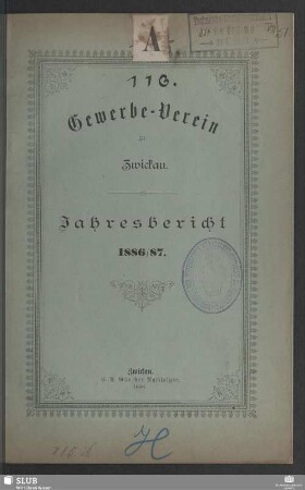 1886/87(1888): Jahresbericht des Gewerbevereins zu Zwickau