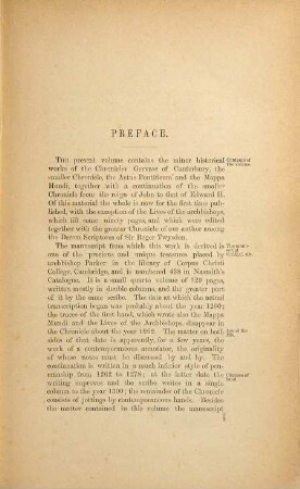 The historical works of Gervase of Canterbury, 2. The minor works comprising the Gesta regum with its continuation, the Actus Pontificum, and the Mappa mundi
