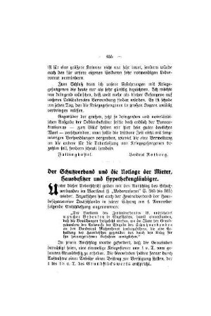 Der Schutzverband und die Notlage der Mieter, Hausbesitzer und Hypothekengläubiger