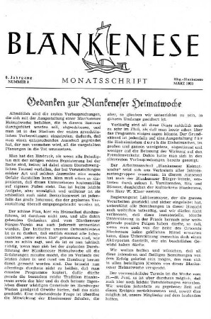 Gedanken zur Blankeneser Heimatwoche