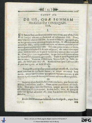 Caput III. De Iis, Quae Summam Felicitatem Consequuntur.