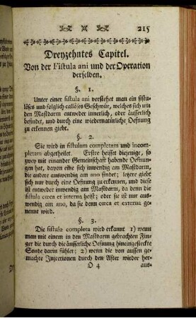 Dreyzehntes Capitel. Von der Fistula ani und der Operation derselben.