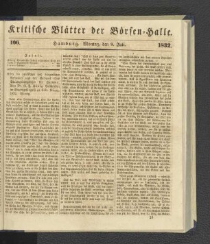 106. 9. Juli 1832