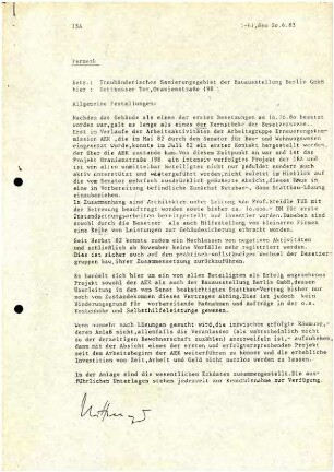 Vermerke: Besetzer-Projekt Oranienstr. 198