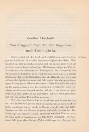 Zweiter Abschnitt: Von Si ngan fu über den Tsin ling schan nach Tschöng tu fu