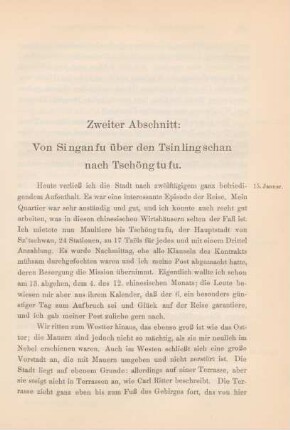 Zweiter Abschnitt: Von Si ngan fu über den Tsin ling schan nach Tschöng tu fu