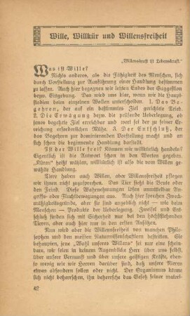 Wille, Willkür und Willensfreiheit