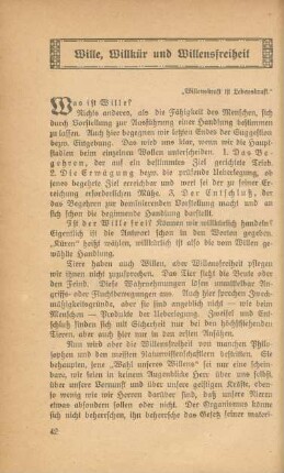 Wille, Willkür und Willensfreiheit