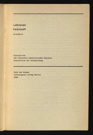 Lehrplan Polnisch : Grundkurs