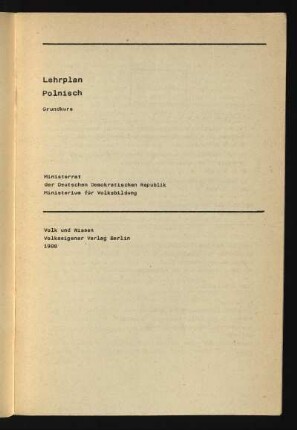 Lehrplan Polnisch : Grundkurs