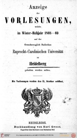 Wintersemester 1868/1869