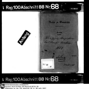 Viehschatzregister des Amts Vörden (ohne Viehbestand)