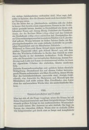 VIII. Naturwissenschaften und Technik