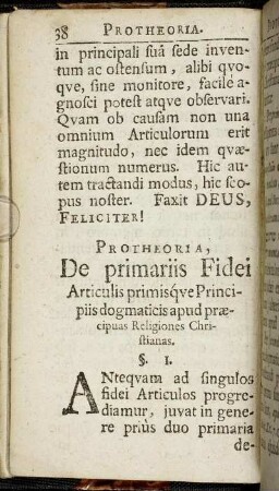 Protheoria, De primariis Fidei Articulis primisque Principiis dogmaticis apud præcipuas Religiones Christianas.