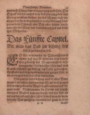 Das Fünffte Capitel. Wie man das Bad zur Behung des Leibs gebrauchen soll.