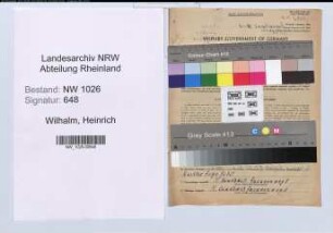 Entnazifizierung Heinrich Wilhalm , geb. 30.05.1906 (Installateur)