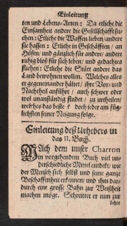 Einleitung deß Urhebers in das II. Buch.