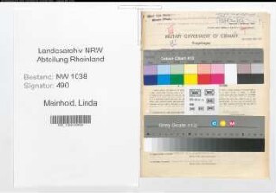 Entnazifizierung Linda Meinhold , geb. 17.11.1895 (Lehrerin)