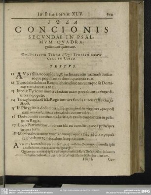 Idea Concionis Secundae In Psalmum Quadragesimum quintum