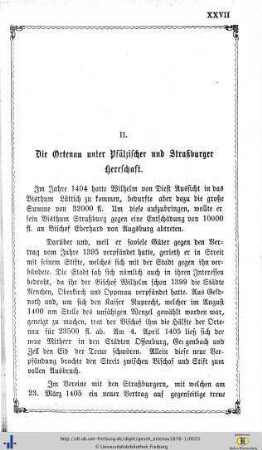 Die Ortenau unter Pfälzischer und Straßburger Herrschaft.