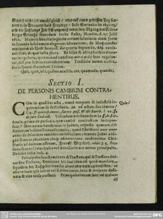 Sectio I. De Personis Cambium Contrahentibus