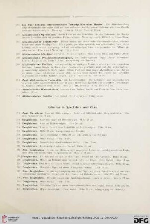 Arbeiten in Speckstein und Glas (Nr. 213-268)