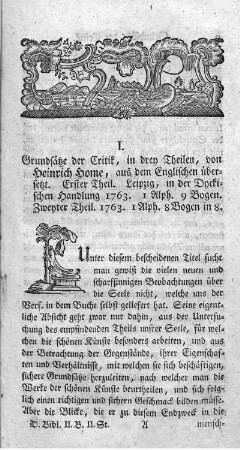 I. Grundsätze der Critik.