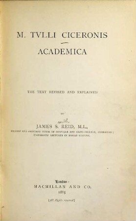 M. Tvlli Ciceronis Academica