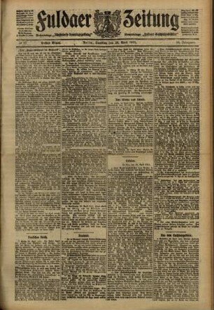 Erste Ausgabe vom Samstag, den 29. April 1911.