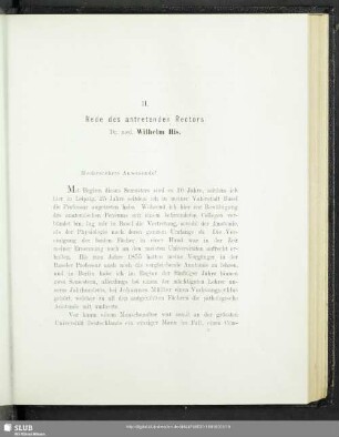 II. Rede des antretenden Rectors Dr. med. Wilhelm His : Über Entwickelungsverhältnisse des academischen Unterrichts