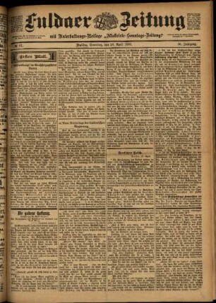 Erste Ausgabe vom Samstag, den 29. April 1899.