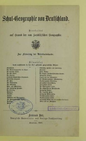 Schulgeographie von Deutschland : bearbeitet auf Grund der von Seydlitz'schen Geographie ; zur Förderung der Vaterlandskunde
