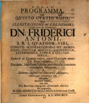 Programma de Qvinto Cvrtio Rufo