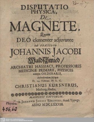 Disputatio Physica, De Magnete