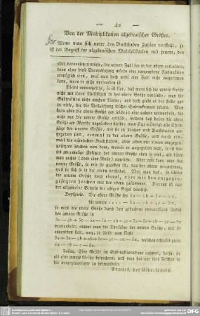 Von der Multiplikation algebraischer Größen