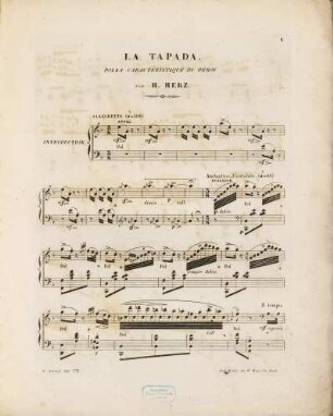 La Tapada : polka caractéristique du Pérou ; pour piano ; op: 171