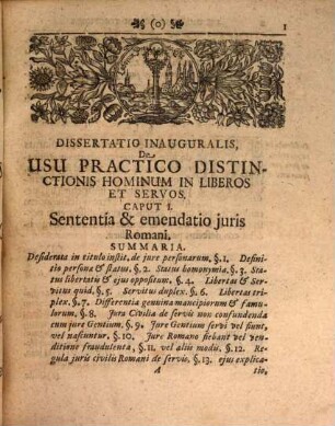 Dissertatio Inauguralis, De Usu Practico Distinctionis Hominum In Liberos Et Servos