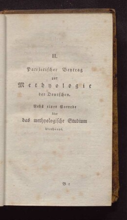 II. Patriotischer Beytrag zur Methyologie der Deutschen.