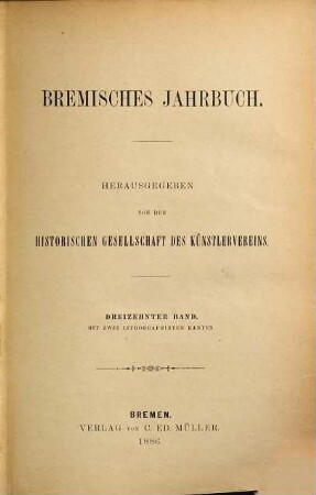 Bremisches Jahrbuch, 13. 1886