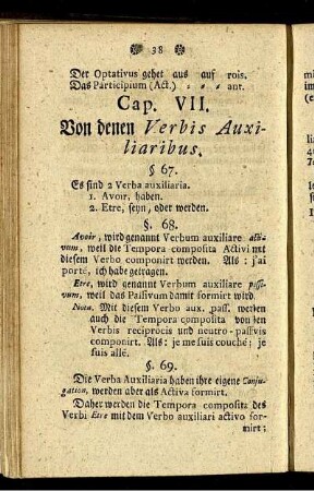 Cap. VII. Von denen Verbis Auxiliaribus.